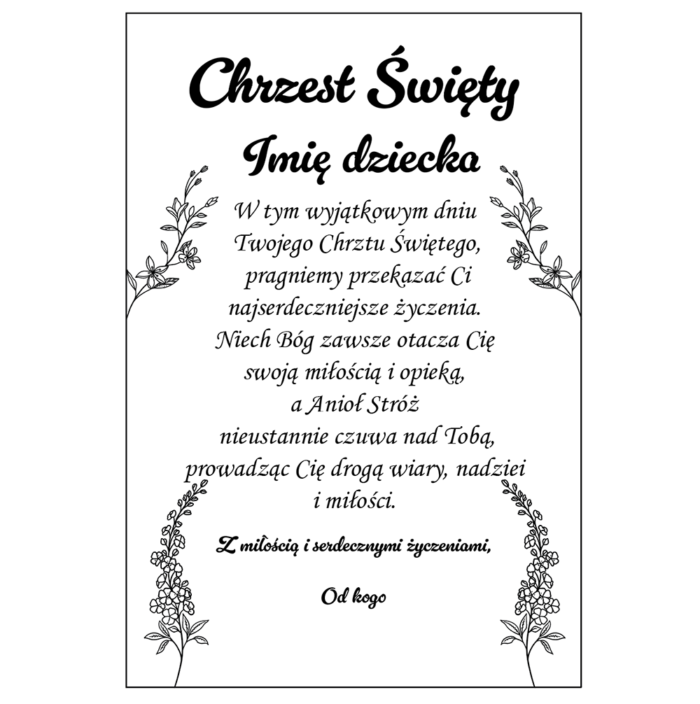 Przezroczysta kartka na Chrzest Święty - gałązka - obrazek 2