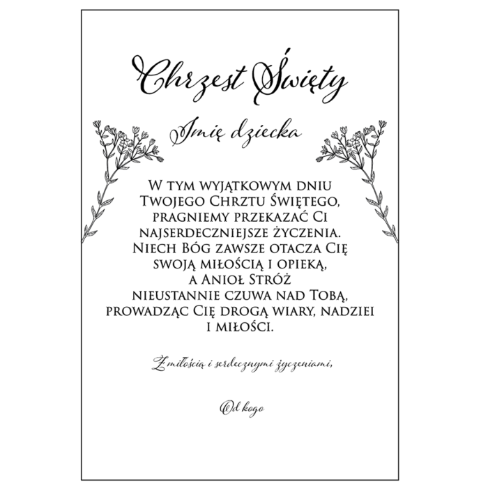 Przezroczysta kartka na Chrzest Święty - gipsówka - obrazek 2